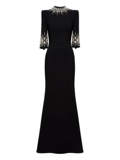 Jenny Packham Ilana Embellished Maxi Dress In Black