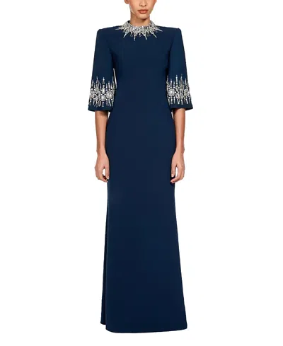 Jenny Packham Ilana Embellished Maxi Dress In Blue