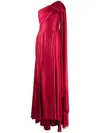 Jenny Packham Imogen One-shoulder Draped Gown In Red