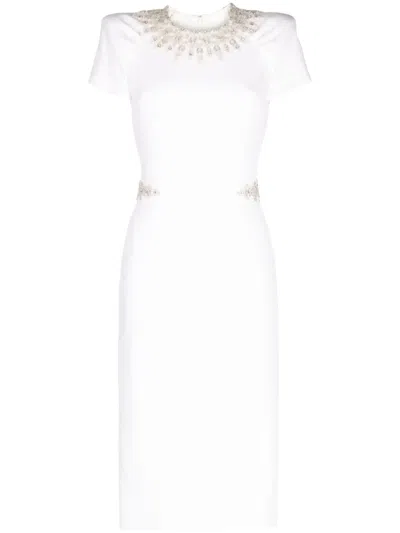 Jenny Packham Ines Beaded Midi Dress In Weiss