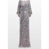 Jenny Packham Ines Sequin-embellished Dress In Gray