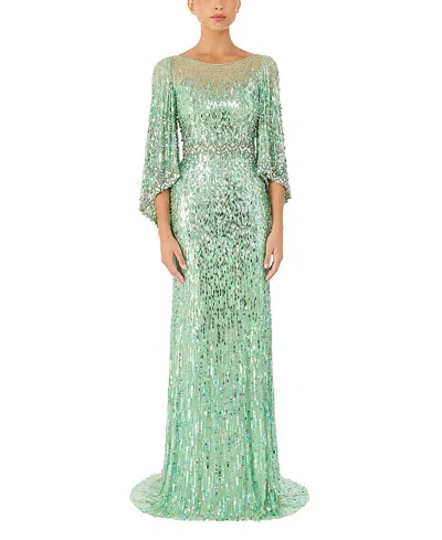 Jenny Packham Ines Sequin-embellished Dress In Green