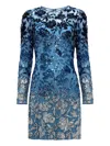 Jenny Packham Jazz Sequin-embellished Floral-pattern Mini Dress In Blue