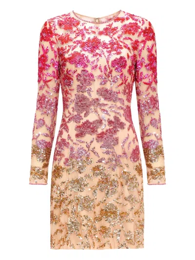 Jenny Packham Jazz Sequin-embellished Floral-pattern Mini Dress In Multi