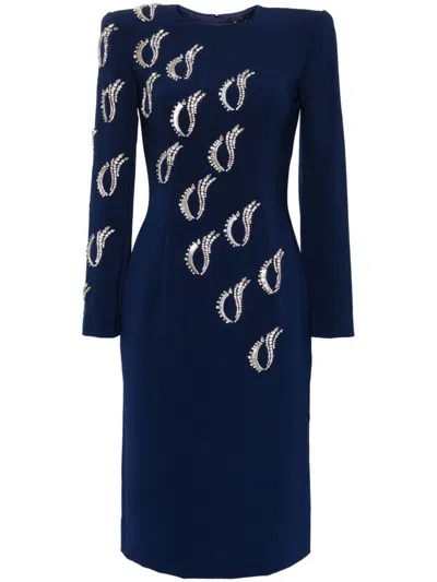 Jenny Packham Jealous Crystal-embellished Midi Dress In Blue