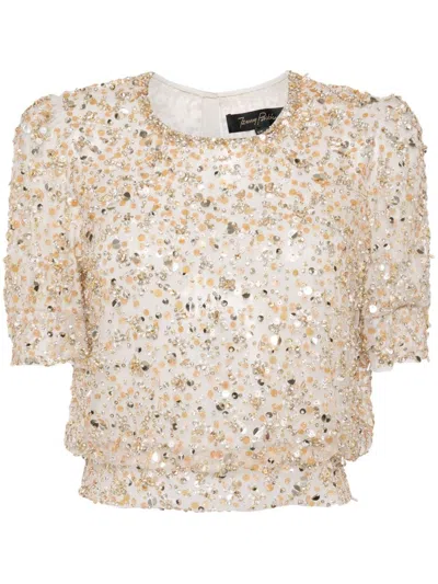 Jenny Packham Joni Sequined Blouse In Gold