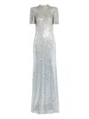 Jenny Packham Jourdain Sequin-embellished Gown In Silver