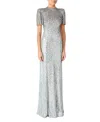 Jenny Packham Jourdain Sequin-embellished Gown In Gray