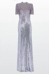 Jenny Packham Embellished Jourdain Gown In Silver