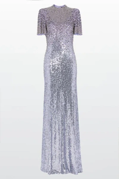 Jenny Packham Jourdain Sequin-embellished Gown In Silver