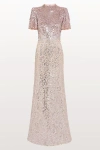 Jenny Packham Jourdain Sequin-embellished Gown In Pink
