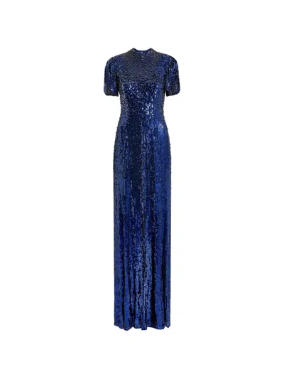 Jenny Packham Jourdain Sequin-embellishment Maxi Dress In Blue