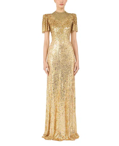 Jenny Packham Jourdain Sequin-embellished Gown In Gold