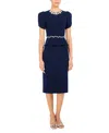 Jenny Packham Jules Floral-embellished Midi Dress In Blue