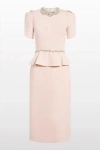 Jenny Packham Vienna Embellished Puff-sleeve Midi Dress In Pink
