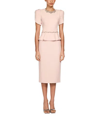 Jenny Packham Jules Floral-embellished Midi Dress In Pink