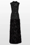 Jenny Packham Julianne Sequin-embellishment Ruffle Maxi Dress In Black