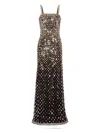 Jenny Packham Juliette Sequined Crystal Sleeveless Column Gown In Brown