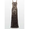 Jenny Packham Juliette Sequined Crystal Sleeveless Column Gown In Black