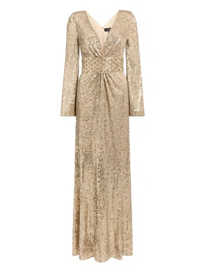 Jenny Packham June Sequin Embellished Maxi Dress In Neutral