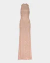 Jenny Packham Juno Crystal Mock-neck Sleeveless Gown In Desert Sand 
