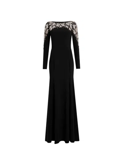 Jenny Packham Kelly Embellished Long-sleeve Maxi Dress In Black