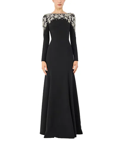 Jenny Packham Kelly Embellished Long-sleeve Maxi Dress In Black