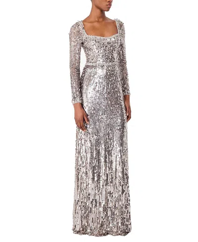 Jenny Packham Kestra Embellished Sequined Tulle Gown In Gray