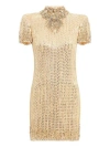 Jenny Packham Kitty Crystal-embellished Turtleneck Mini Dress In Neutral