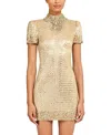 Jenny Packham Kitty Crystal-embellished Turtleneck Mini Dress In Neutral
