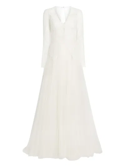 Jenny Packham Silk Crush Lace Long-sleeve Bridal Dress In White