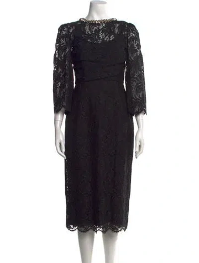 Pre-owned Jenny Packham Lace Midi Length Dress W/ Tags In Black