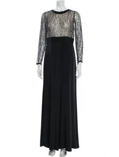 Pre-owned Jenny Packham Lace Pattern Long Dress In Blue