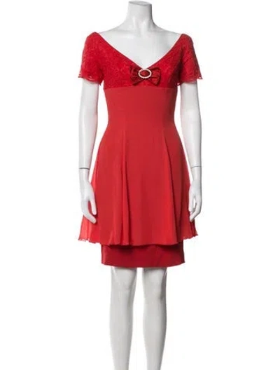 Pre-owned Jenny Packham Lace Pattern Mini Dress In Red