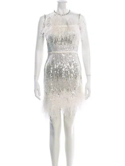 Pre-owned Jenny Packham Lace Pattern Mini Dress In White