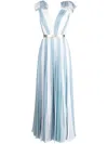 Jenny Packham Laguna Pleated Silk Maxi Dress In Blue