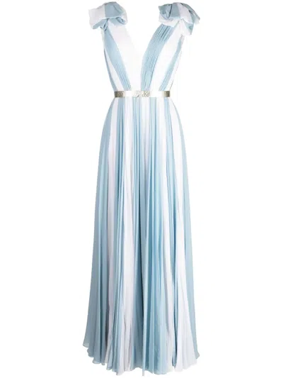 Jenny Packham Laguna Pleated Silk Maxi Dress In Blue