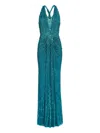 Jenny Packham Lana Sequin-embellished V-neck Maxi Dress In Blue