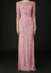 Jenny Packham Lantana Sequin-embellished Gown In Pink