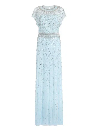 Jenny Packham Lauretta Embellished Maxi Dress In Blue