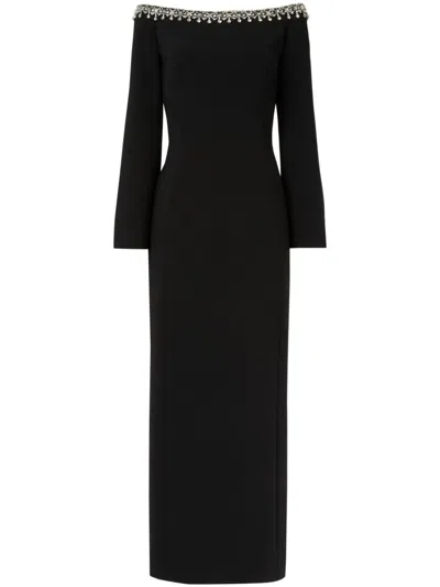 Jenny Packham Lima Crystal-embellished Midi Dress In Black