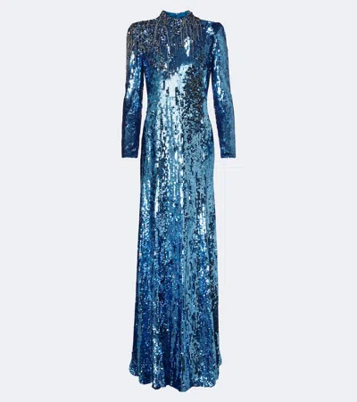 Jenny Packham Lina Embellished Gown In Blue
