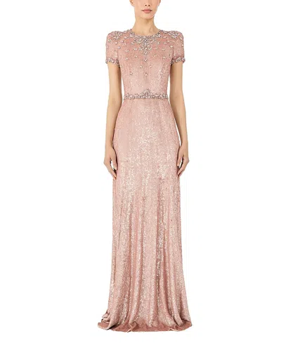 Jenny Packham Lombard Embellished Dress In Purple