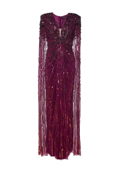 Jenny Packham Lotus Lady Sequin-embellished Gown In Violet