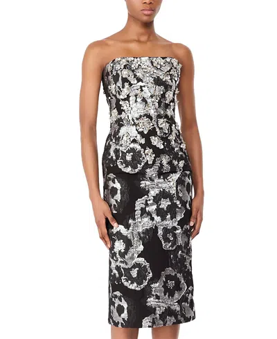 Jenny Packham Lotus Floral-print Embellished Midi Dress In Black