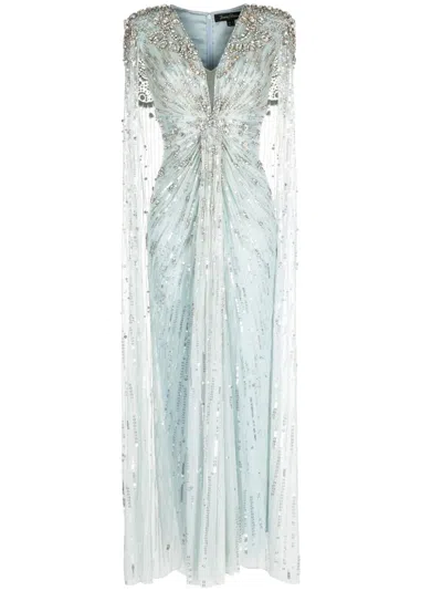 Jenny Packham Lotus Lady Sequin-embellished Gown In Blue