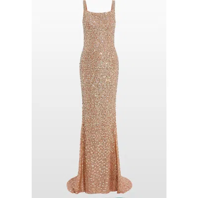 Jenny Packham Lotus Sequin-embellished Open-back Maxi Dress In Gold