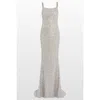 Jenny Packham Lotus Sequin-embellished Open-back Maxi Dress In Gray