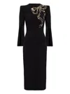 Jenny Packham Love Bow Split-sleeve Midi Dress In Black
