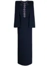 Jenny Packham Lucille Bead-embellished Crepe Dress In Blau